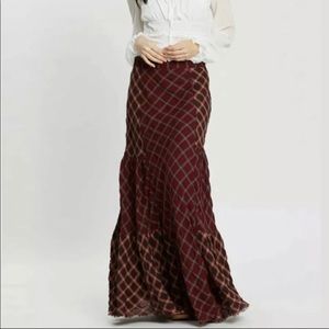 Free People Prairie Dreams Plaid Maxi Skirt